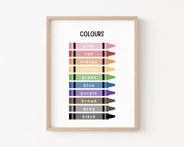 Colours Poster, Muted Tones Educational Wall Art