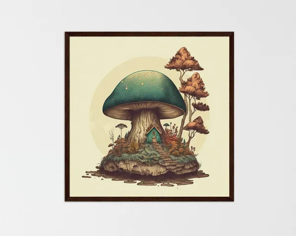 Mushroom Print, Vintage Botanical Illustration