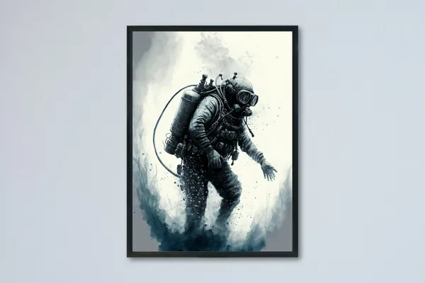 Scuba Diving Ocean Wall Art Print, Ocean Decor