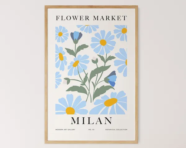 Milan Flower Market Art Print, Modern Floral Decor