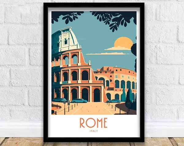 Rome Italy Travel Poster, City Wall Art Print