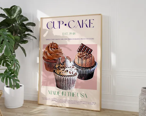 Cupcake Mid-Century Modern Exhibition Poster Print