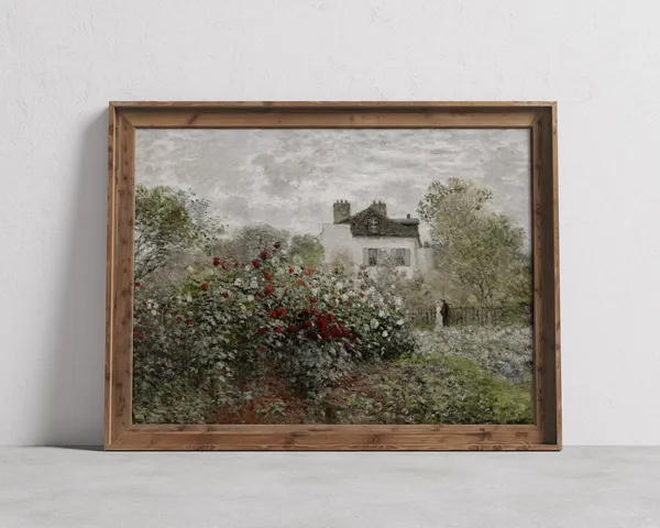 Vintage Cottage Oil Painting Art Print, French Country