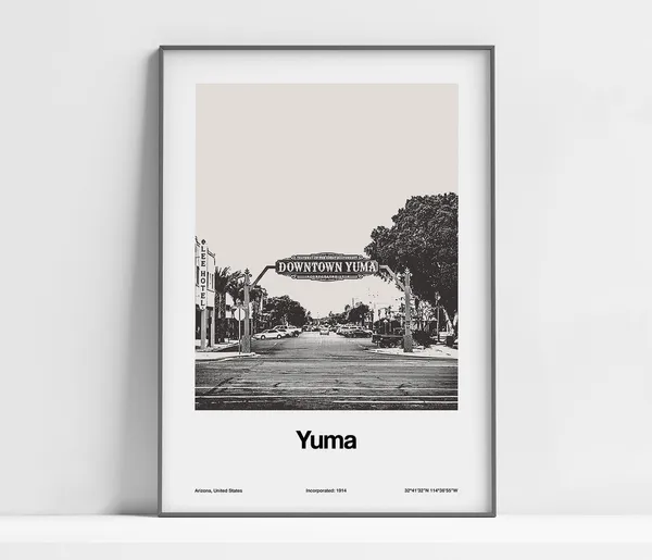 Downtown Yuma Arizona, Minimalist City Art Print