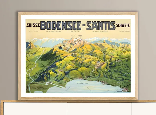 Bodensee Santis Suisse Vintage Travel Poster