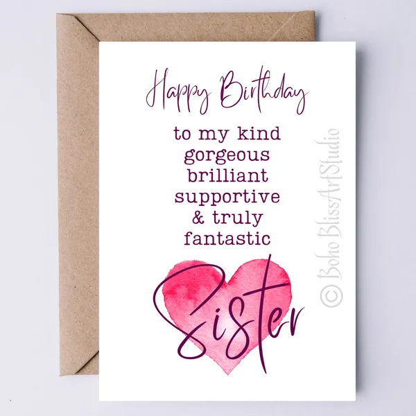 Sister Birthday Affirmations, Gift for Her Art Print