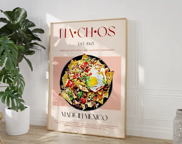 Nachos Retro Mexico Mid-Century Modern Art Print