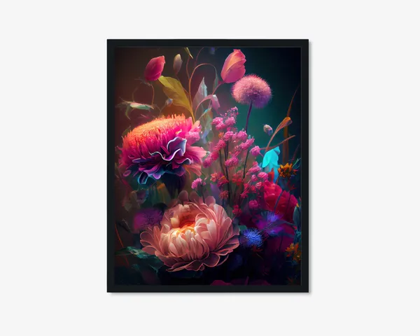 Peony Print, Moody Dark Floral Art Print