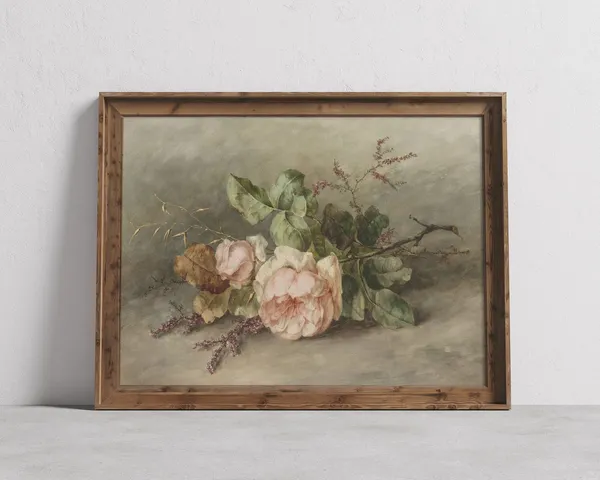 Vintage Roses Art Print, Rustic Farmhouse Decor