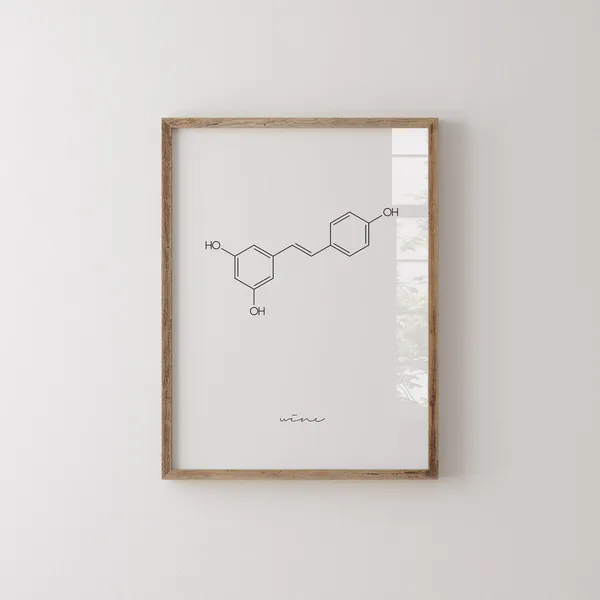 Molecular Art Wine Print, Resveratrol Science Poster