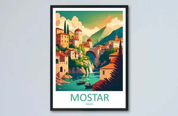 Mostar Travel Print, Bosnia City Art Print