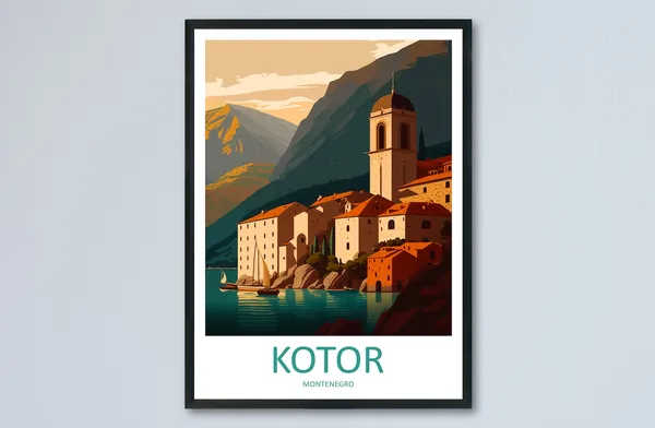 Kotor Travel Poster, Montenegro Place Print