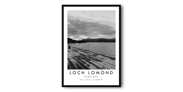 Loch Lomond Black And White Minimalist Travel Poster