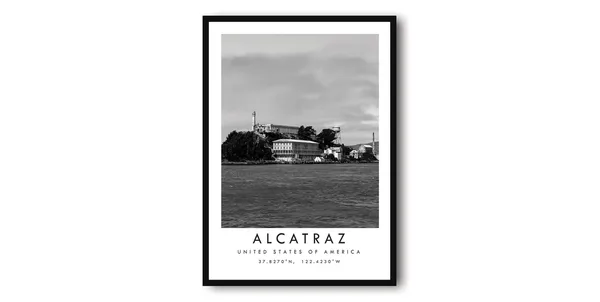 Alcatraz, San Francisco Black and White Art Print