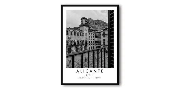 Alicante Spain Black And White Travel Poster