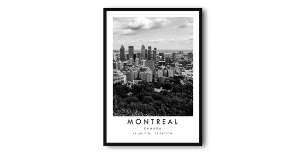 Montreal Skyline Black And White Travel Poster