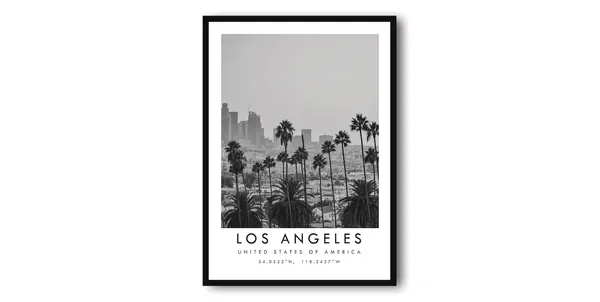 Los Angeles Black And White Wall Art Print
