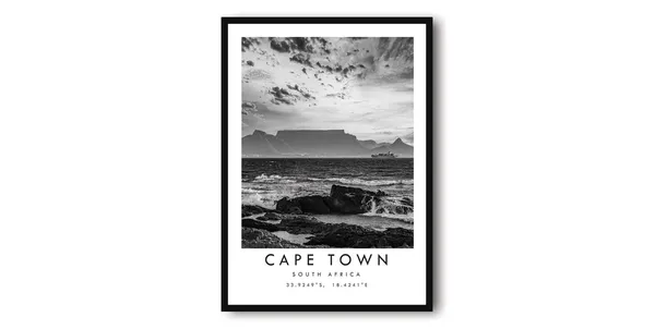 Cape Town Black And White Minimalist Travel Poster