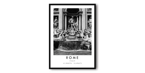 Trevi Fountain Rome Minimalist Travel Poster