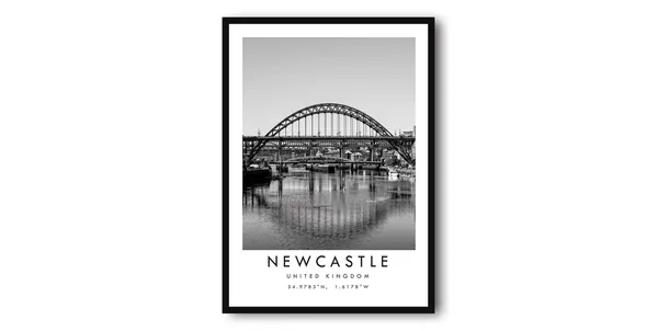 Newcastle Tyne Bridge Travel Poster, Black And White