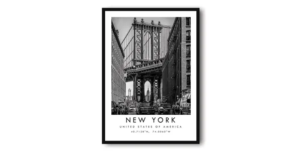 New York Bridge Minimalist Art Print, NYC Decor