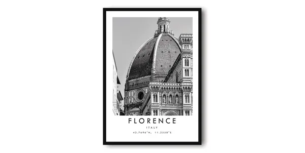 Florence Black and White Duomo Di Firenze Art Print
