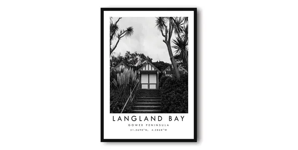 Langland Bay Gower Minimalist Travel Poster Art Print