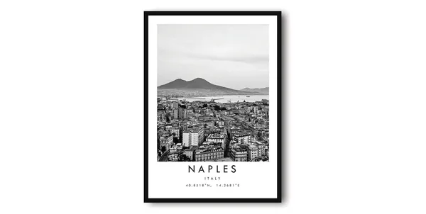 Naples Italy Black And White Cityscape Art Print