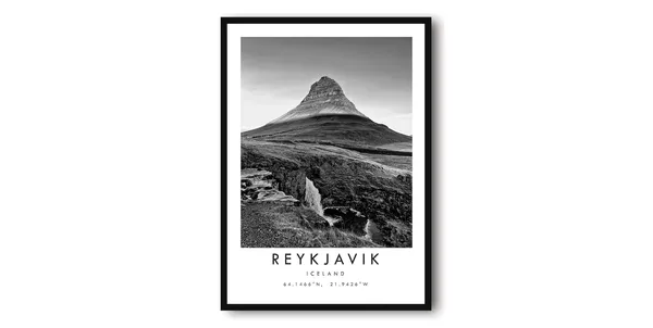 Reykjavik Travel Poster, Minimalist Iceland Art Print