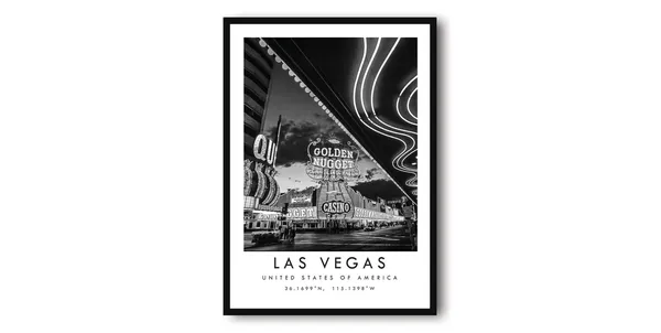 Las Vegas Golden Nugget Black and White Art Print