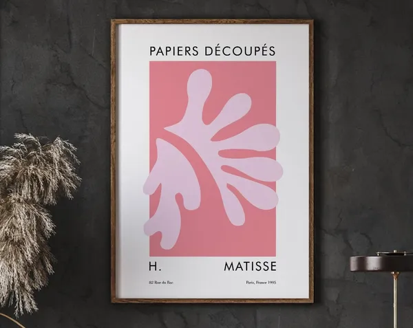Matisse Pink Leaf Abstract Art Print