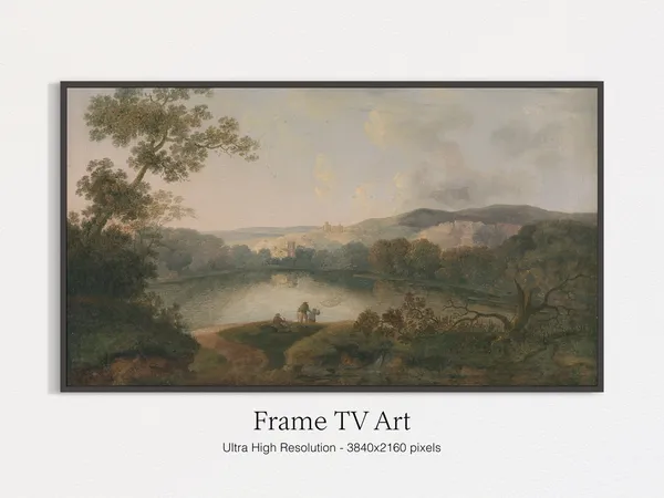 Forest Lake Landscape Oil Painting Art Print