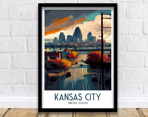 Kansas City Travel Poster, Missouri City Wall Art