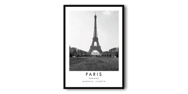 Paris France Black And White Travel Poster