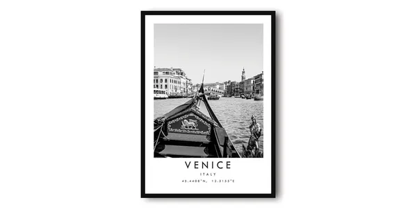 Venice Black And White Travel Poster
