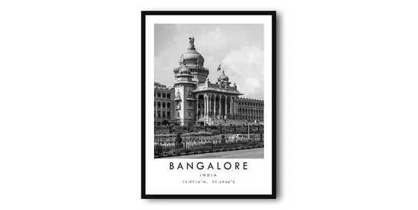 Bangalore India Black And White Travel Poster