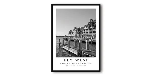 Key West Black and White Travel Poster