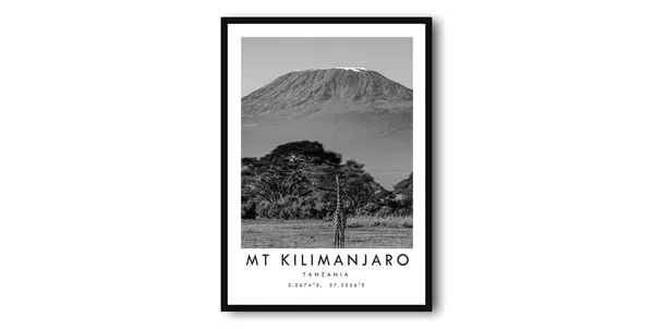 Mount Kilimanjaro Black and White Africa Poster