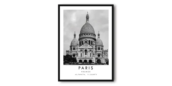 Paris France Black And White Sacre-Coeur Basilica Art Print