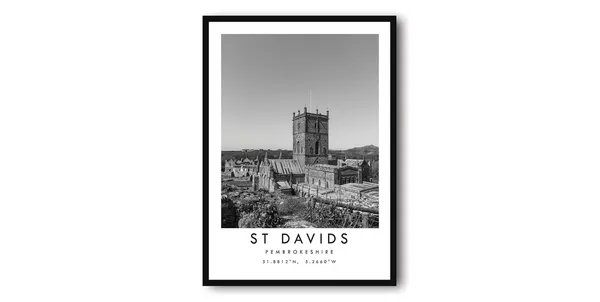St Davids Cathedral Minimalist Black And White Art Print