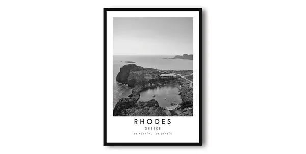 Rhodes Greece Black And White Travel Poster