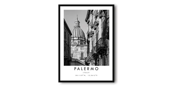 Palermo Italy Black And White Cityscape Art Print