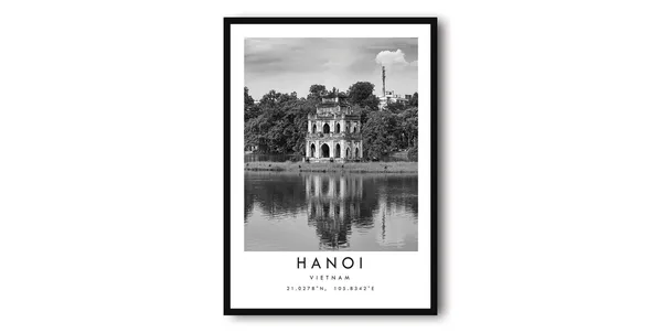 Hanoi Vietnam Black And White Minimalist Cityscape Art Print