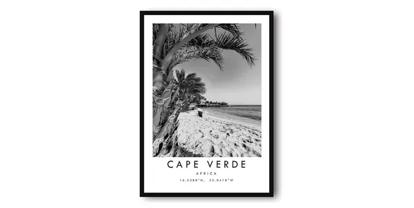 Cape Verde Minimalist Travel Poster, Black And White