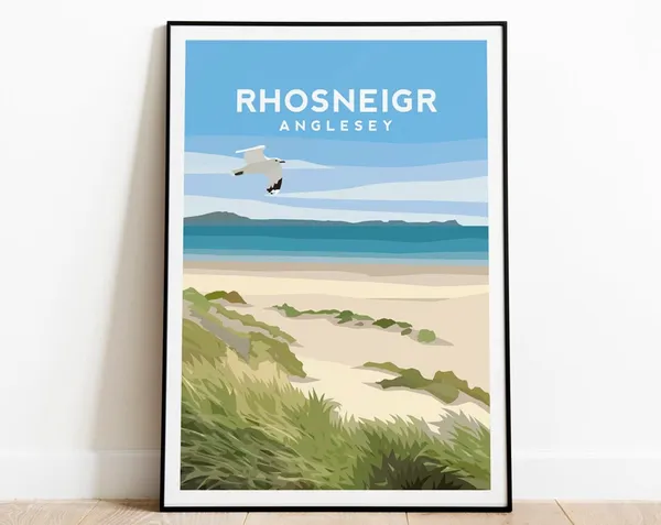Rhosneigr Anglesey Travel Poster, North Wales