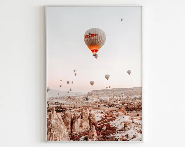 Cappadocia Balloon Farmhouse Landscape Art Print