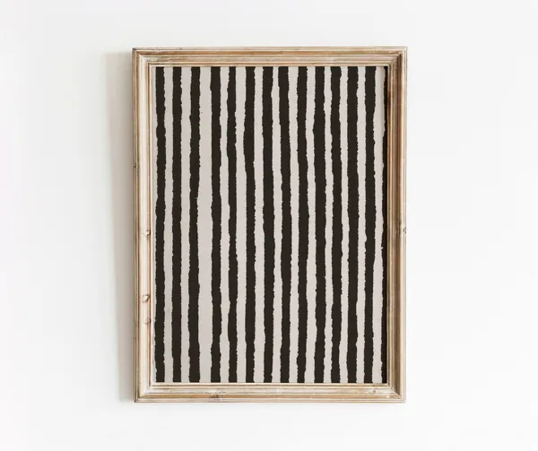 Stripes Vintage Black and White Abstract Art Print