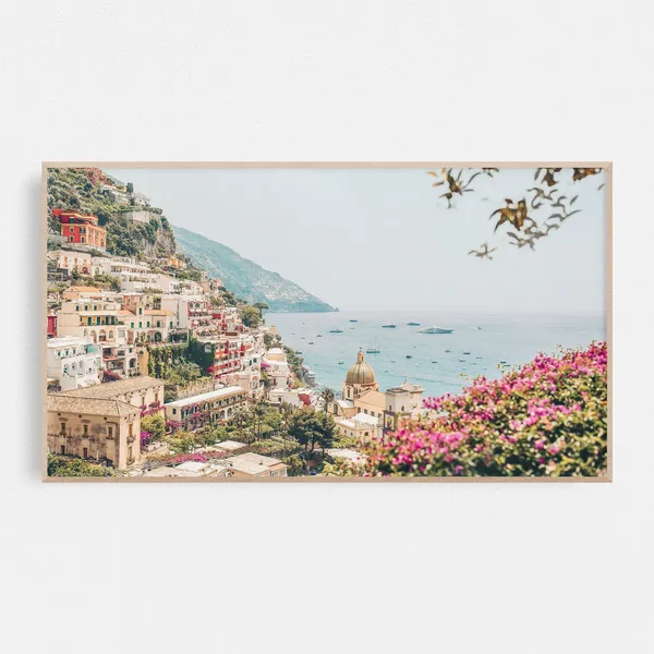 Positano Amalfi Coast Travel Poster, Summer Italy
