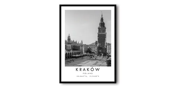Krakow Poland Black And White Minimalist Art Print