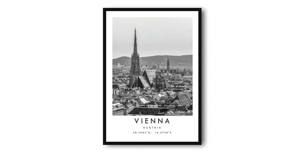 Vienna Austria Black And White Minimalist Art Print